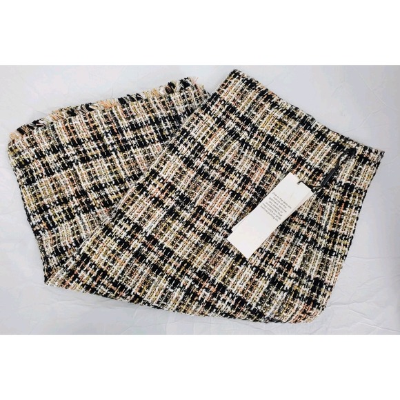 Calvin Klein Dresses & Skirts - Calvin Klein Tweed Lined Fringe Hem Pencil Skirt Size 16 Black Beige Pink New